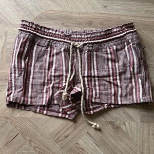 Roxy Women's Striped Shorts in Burgundy and White